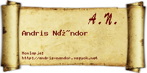 Andris Nándor névjegykártya